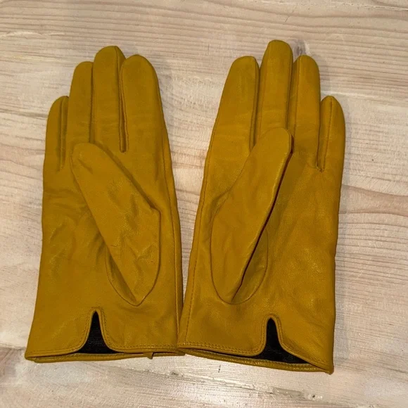 Express Mustard Yellow Leather Gloves - Picture 5 of 7